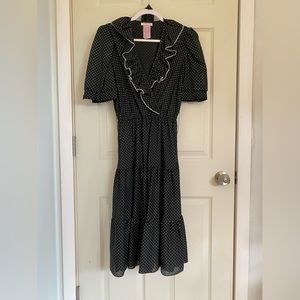 Vintage black dress with white polka dot